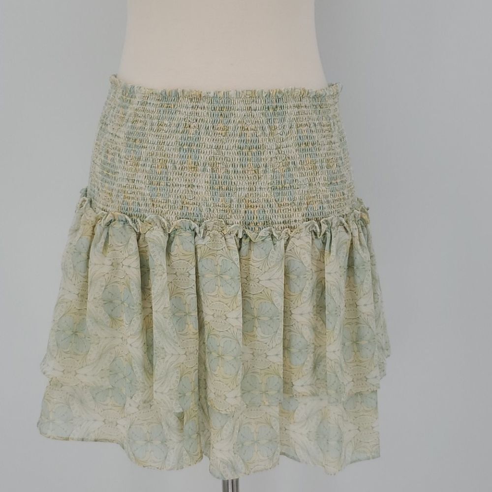 Chelsea & Violet Smocked Tiered Heavenly Folk Mini Skirt Large